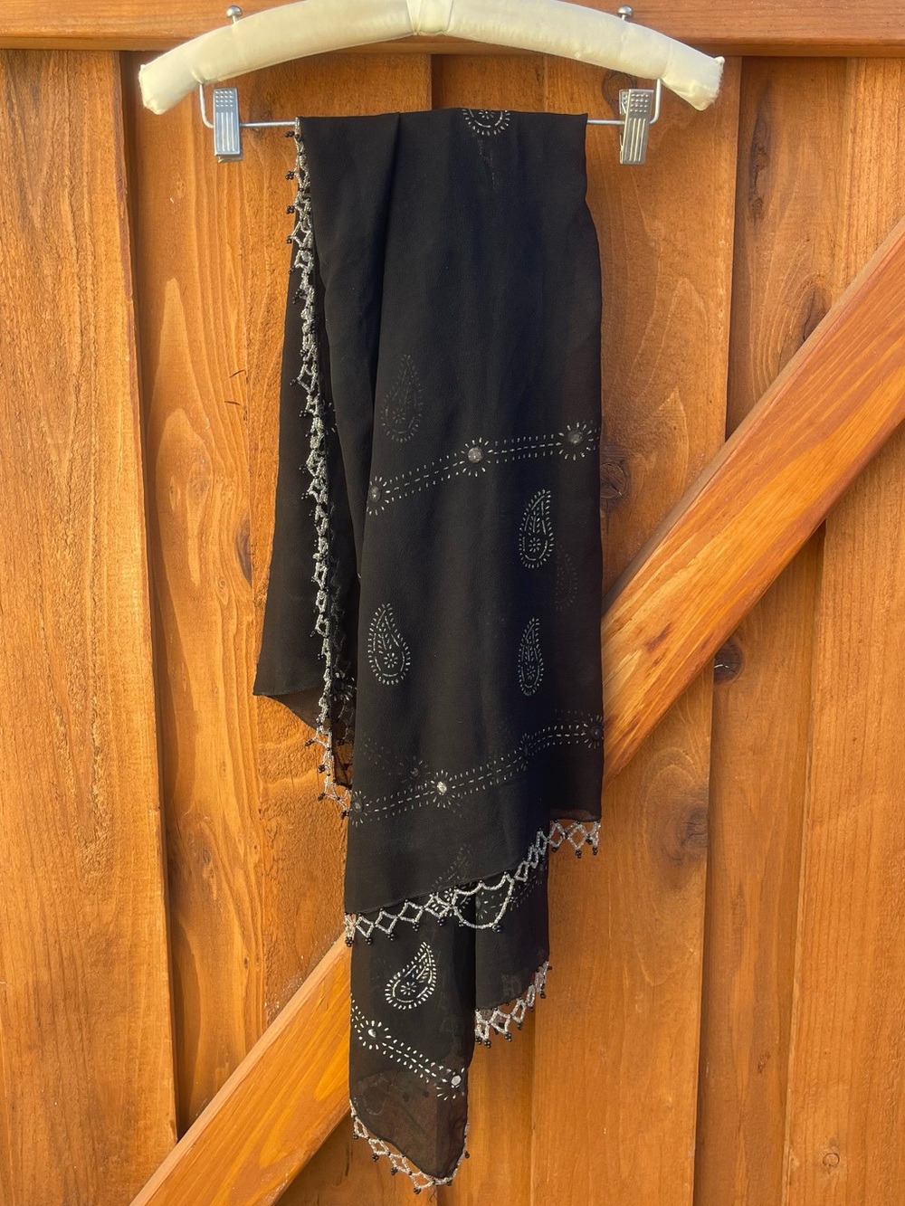 Black Paisley Swim Sheer Cover-Up Sarong beaded boho bohemian festival resort